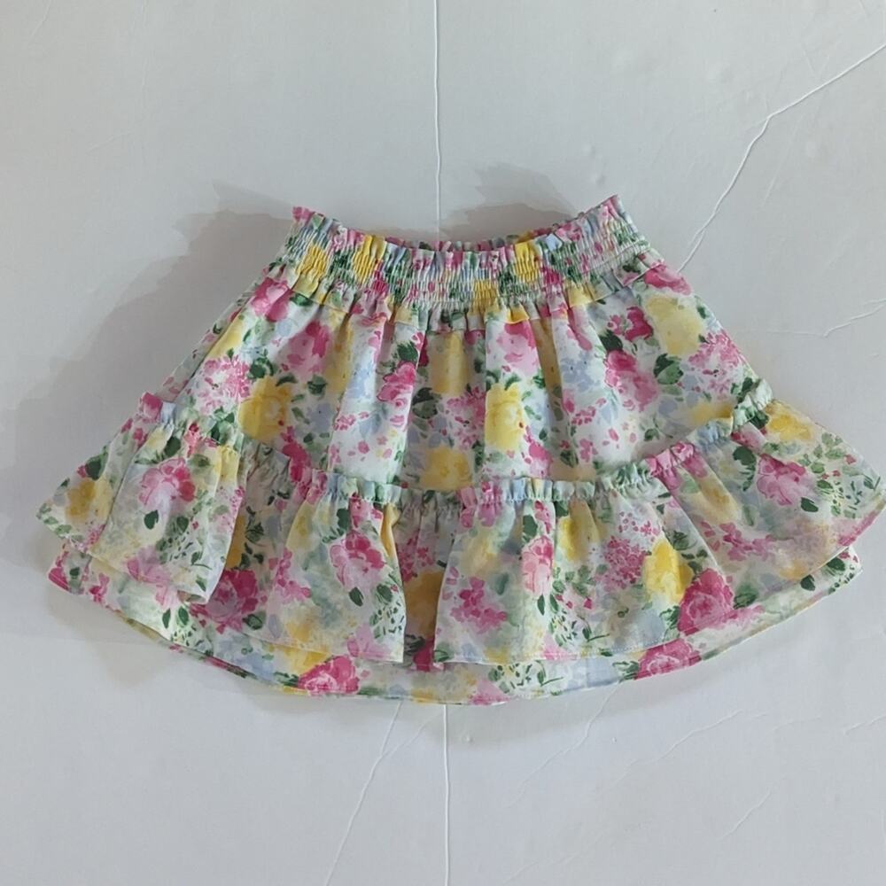 Janie And Jack Skirt Girls Sz 2T Pink Watercolor Floral 2023 Marshmallow Chiffon